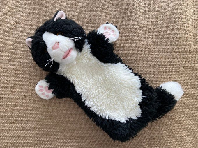Doudou marionnette chat noir et blanc 35 cm The Puppet Company d'occasion