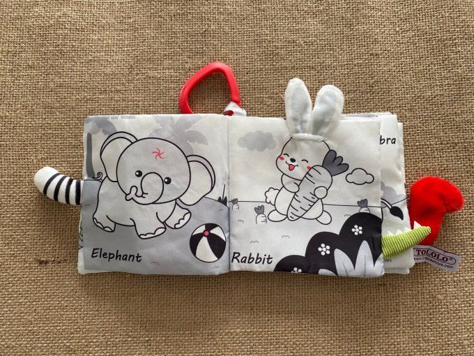 Livre souple Animal Kingdom Livre noir et blanc à queue souple pour bébés Tololo d'occasion