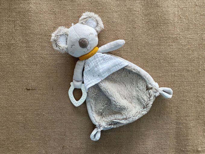 Doudou plat koala gris anneau de dentition Topomini d'occasion