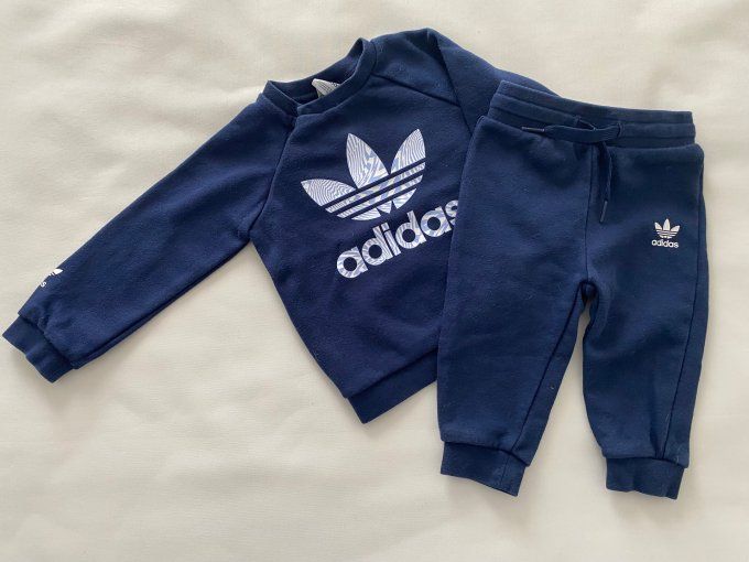 Ensemble sweat et pantalon bleu foncé Adidas - 9-12 Mois