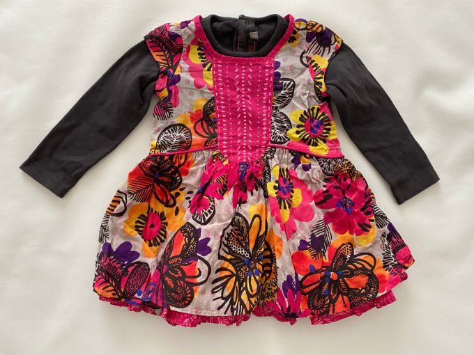 Robe fleurie manches longues coton Catimini 18 mois d'occasion