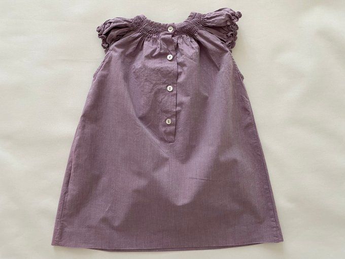 Robe mauve manches courtes coton Cyrillus 12 mois d'occasion 