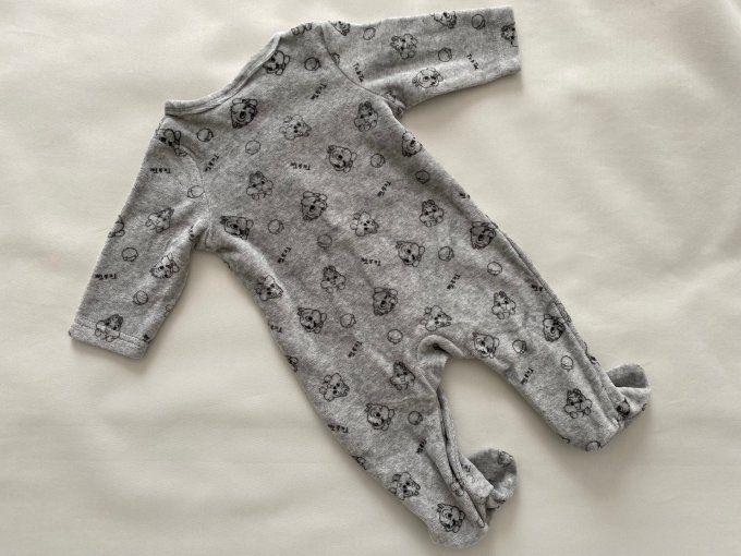 Pyjama velours Tic et Tac gris Disney Baby 3 mois d'occasion