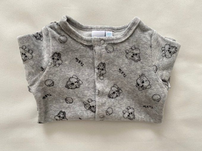 Pyjama velours Tic et Tac gris Disney Baby 3 mois d'occasion