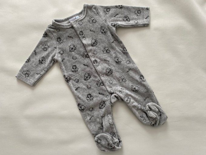 Pyjama velours Tic et Tac gris Disney Baby 3 mois d'occasion