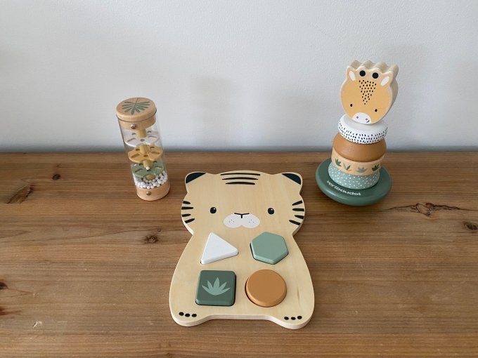 Coffret de 3 jouets d’éveil TANZANIE en bois FSC jaune Vertbaudet d'occasion