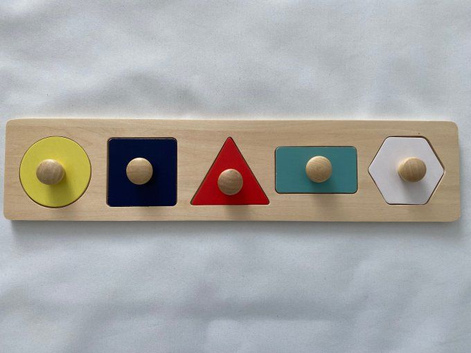Mon premier puzzle en bois 5 pièces formes géométriques Vertbaudet d'occasion