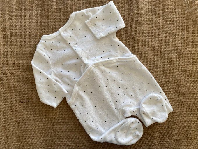 Pyjama bébé Gémo 3 mois blanc à pois motif lapin d'occasion