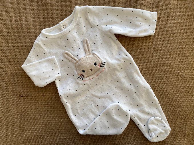 Pyjama bébé Gémo 3 mois blanc à pois motif lapin d'occasion