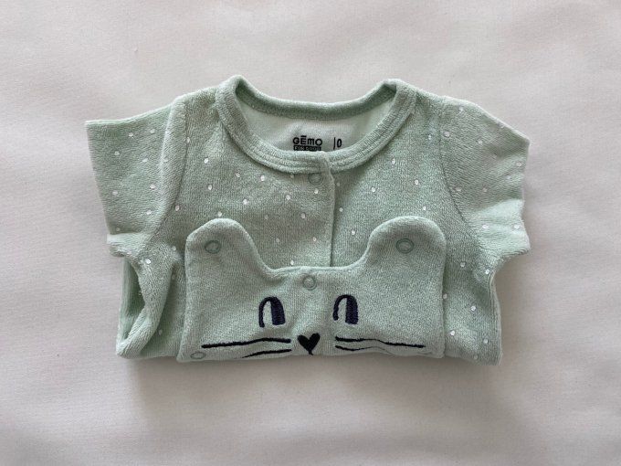 Pyjama vert Gémo motifs pois blanc et lapin naissance d’occasion