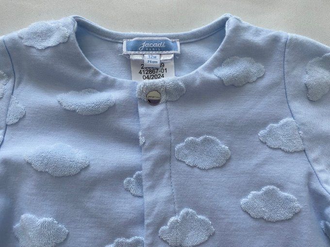 Combinaison bébé 12 mois Jacadi bleu nuage coton d'occasion