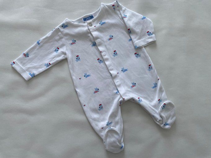 Pyjama bébé garçon 3 mois Jacadi blanc motifs petits chiens d'occasion