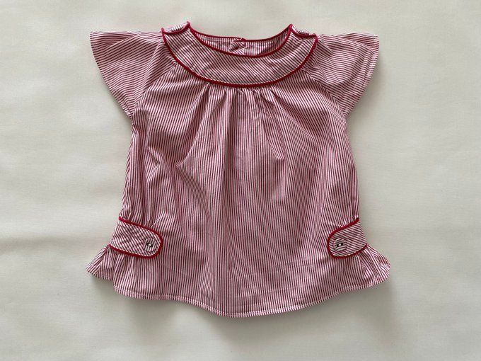 Robe rouge blanc manches courtes Jacadi 18 mois d'occasion