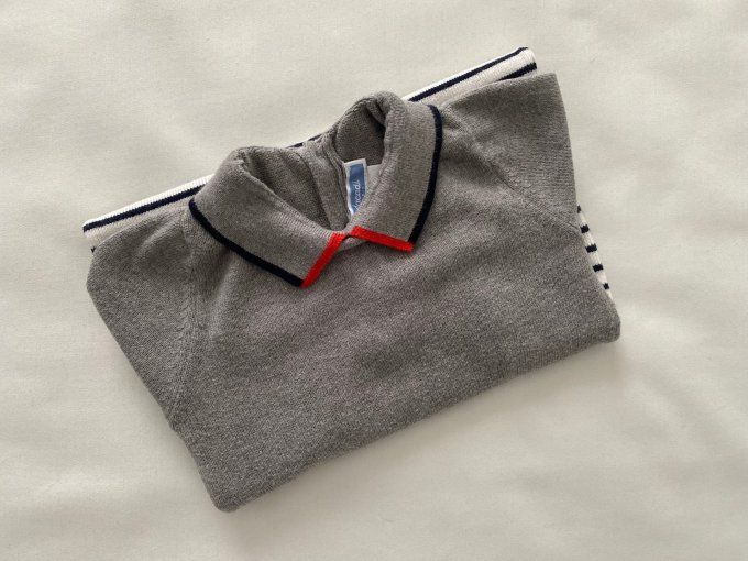 Combinaison manches longues gris rayé bleu blanc Jacadi 6 mois d'occasion