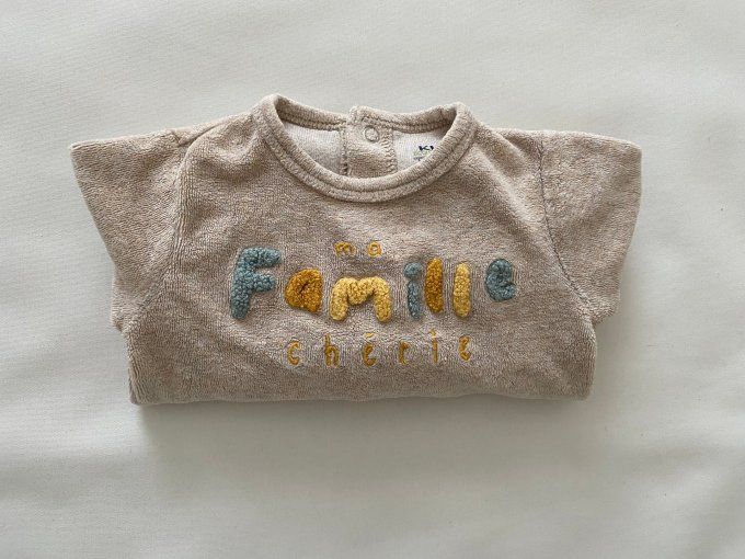 Pyjama coton bio sable inscription Ma Famille Chérie Kiabi 1 mois d’occasion
