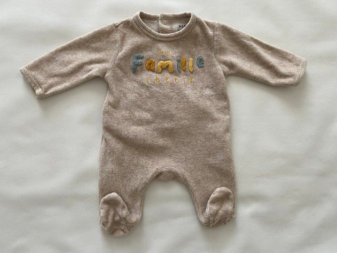 Pyjama coton bio sable inscription Ma Famille Chérie Kiabi 1 mois d’occasion
