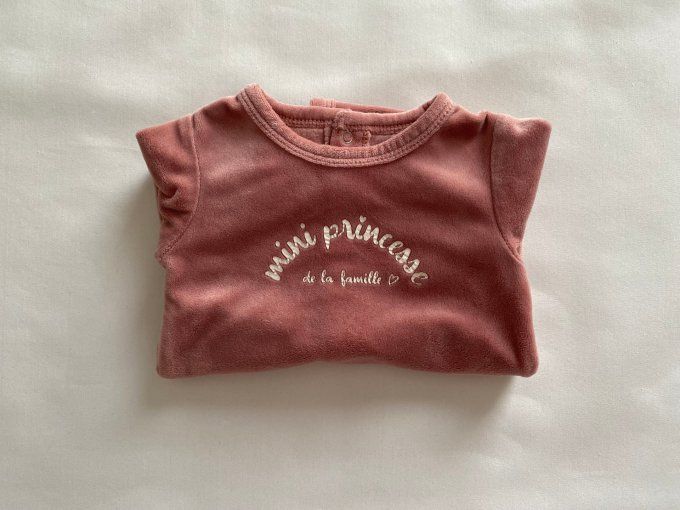 Pyjama velours vieux rose Mini Princesse de la Famille Kimbaloo 3 mois d'occasion
