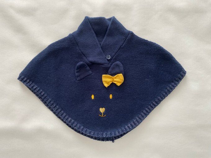 Poncho bleu marine oreilles de lapin Mes Petits Cailloux 6 mois d'occasion