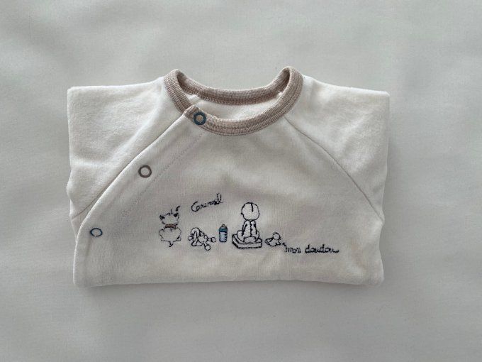 Pyjama velours crème motifs Caramel Mon Doudou Natalys 1 mois d'occasion