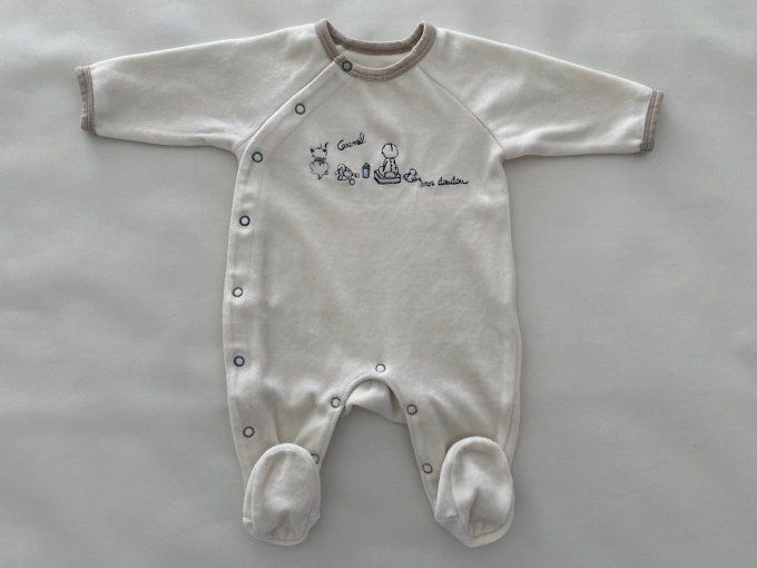 Pyjama velours crème motifs Caramel Mon Doudou Natalys 1 mois d'occasion