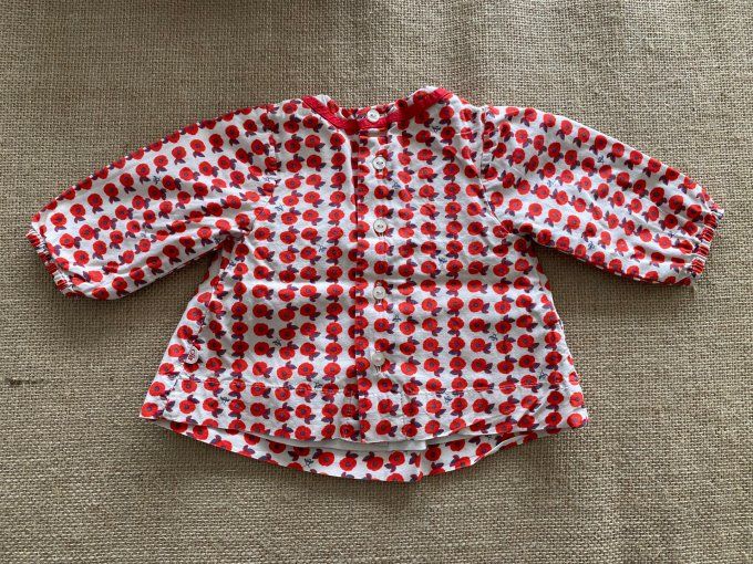 Robe bébé 3 mois coquelicots rouge manches longues Obaïbi d'occasion