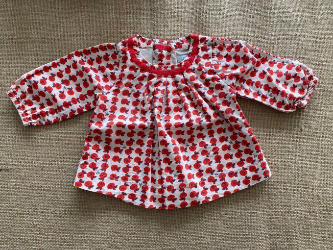 Robe bébé 3 mois coquelicots rouge manches longues Obaïbi d'occasion
