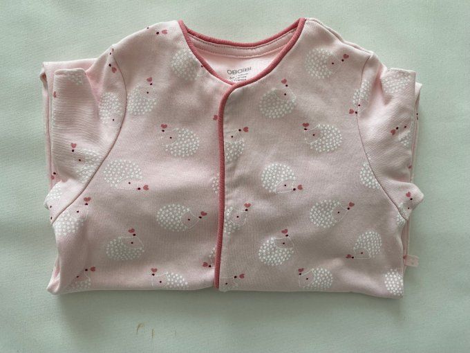 Pyjama rose motifs hérisson coton Obaïbi 6 mois d'occasion