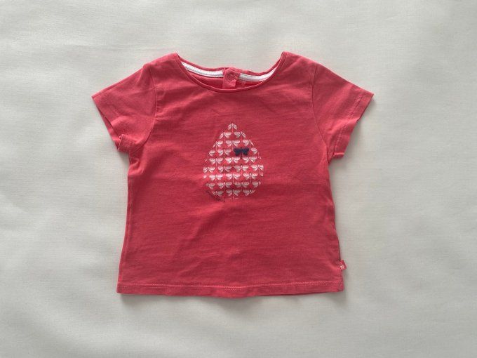 T-shirt rose motif papillons manches courtes Obaïbi 6 mois d'occasion