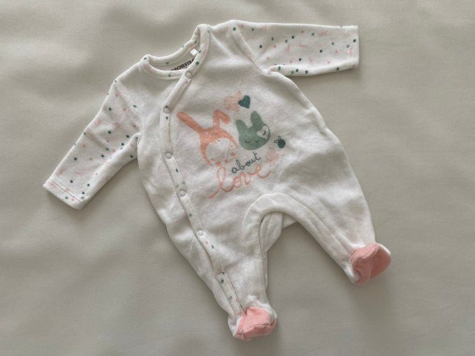 Pyjama blanc motif lapin Orchestra naissance 50 cm d'occasion