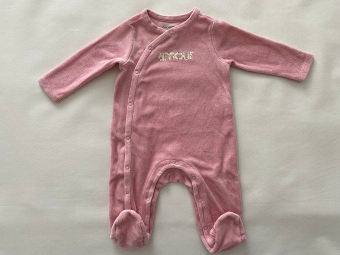 Pyjama velours rose inscription Amour Orchestra 6 mois d'occasion