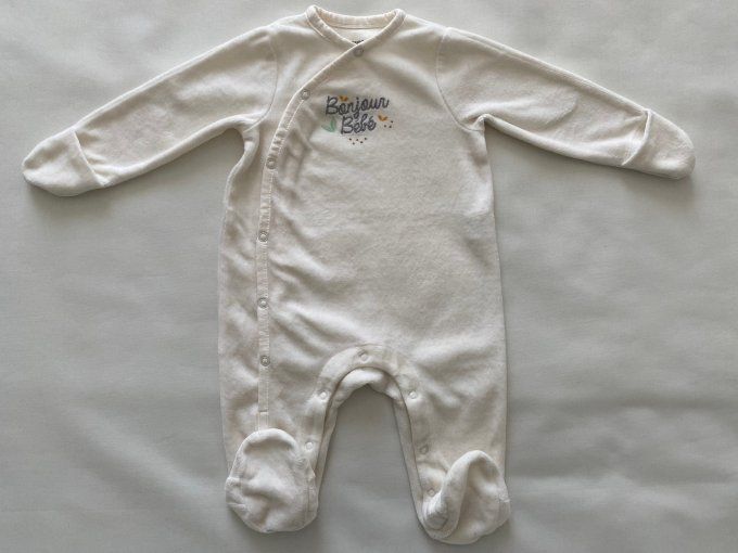 Pyjama beige Orchestra velours inscription bonjour bébé 6 mois d’occasion