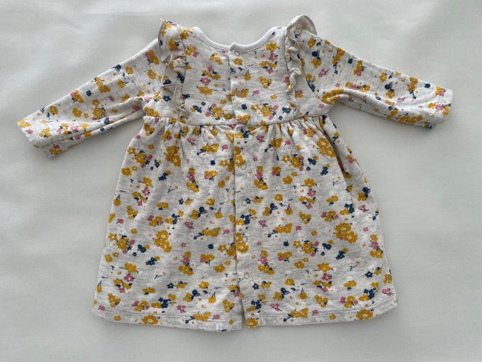 Robe coton imprimé fleurs oranges jaunes Petit Bateau 6 mois d'occasion