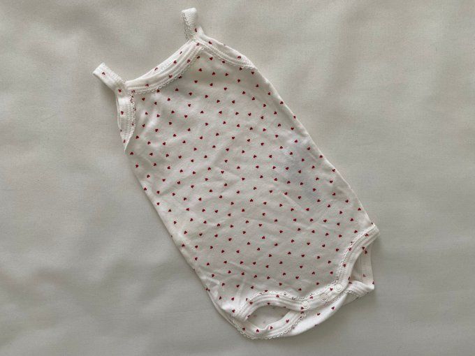 Body bretelles imprimé cœurs rouges Petit Bateau 3 mois d'occasion