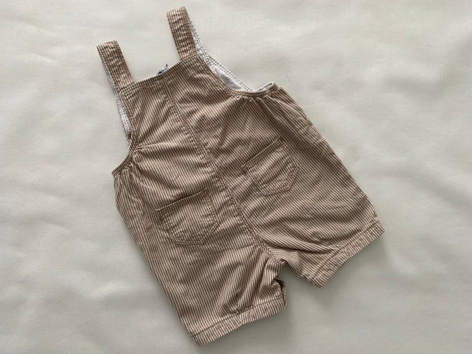 Salopette courte rayée brun blanc coton Petit Bateau 6 mois d'occasion
