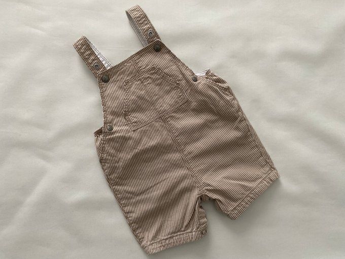 Salopette courte rayée brun blanc coton Petit Bateau 6 mois d'occasion