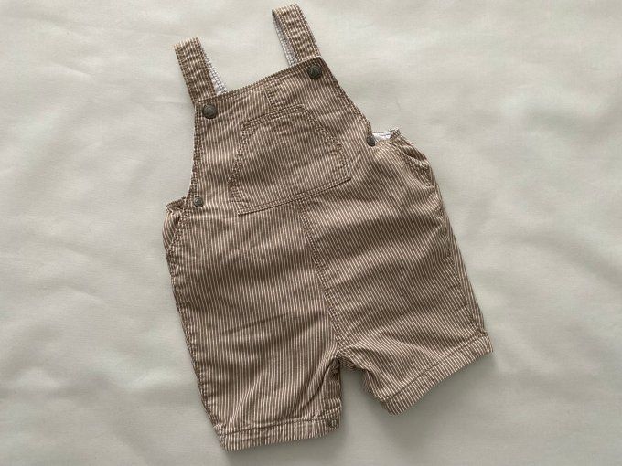 Salopette courte rayée brun blanc coton Petit Bateau 6 mois d'occasion