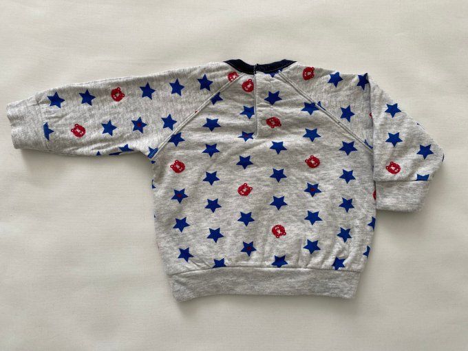 Sweatshirt coton imprimé étoiles ours manches longues Petit Bateau 6 mois d'occasion