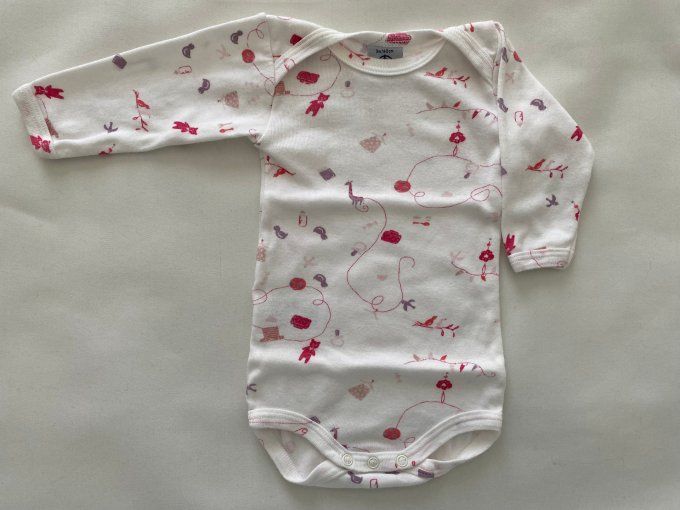 Lot 2 bodies manches longues rose et blanc Petit Bateau 3 mois d'occasion