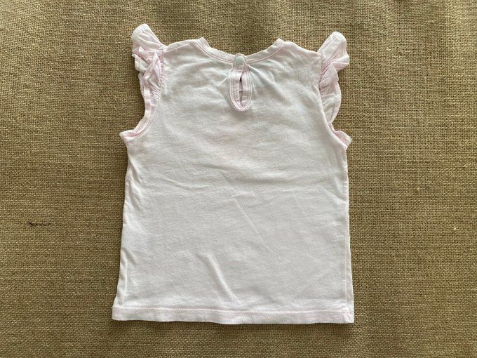 T-shirt rose motif fleur manches courtes coton Petit Bateau 24 mois d'occasion