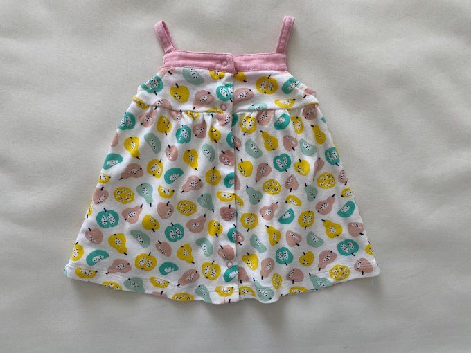 Robe sans manches coton motifs poires rose vert jaune Petit Bateau 3 mois d'occasion