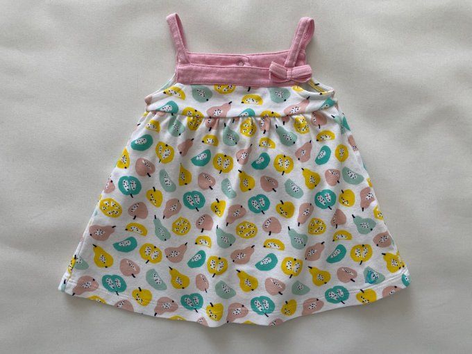 Robe sans manches coton motifs poires rose vert jaune Petit Bateau 3 mois d'occasion