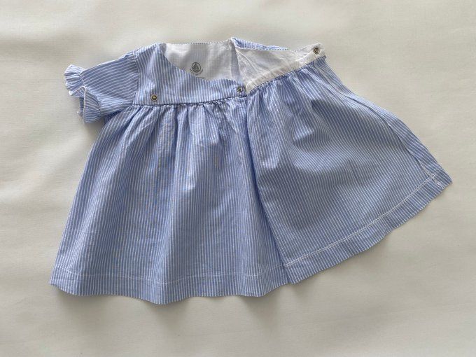 Robe rayée bleu ciel blanc manches courtes Petit Bateau 6 mois d'occasion