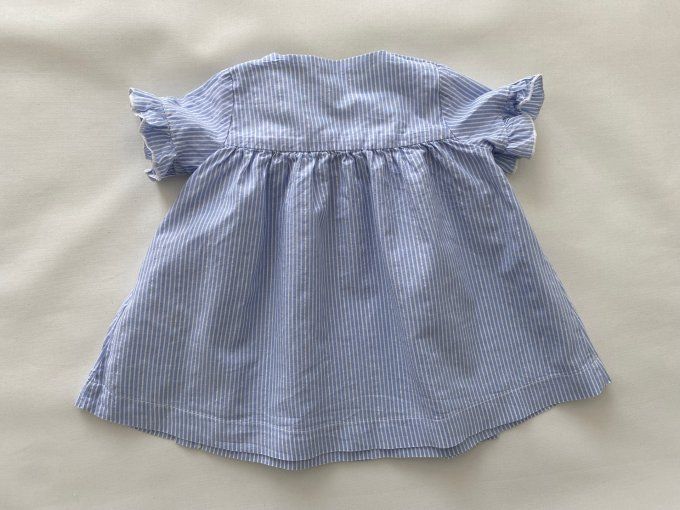 Robe rayée bleu ciel blanc manches courtes Petit Bateau 6 mois d'occasion