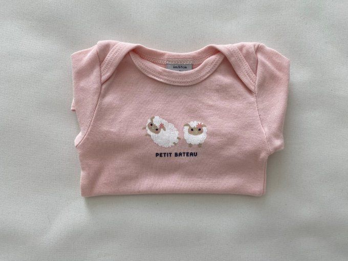 Body manches longues rose motif moutons Petit Bateau 6 mois d'occasion
