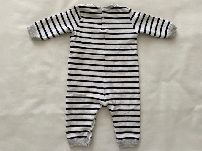 Combinaison longue rayée bleu et blanc 12 mois Petit Bateau d'occasion 