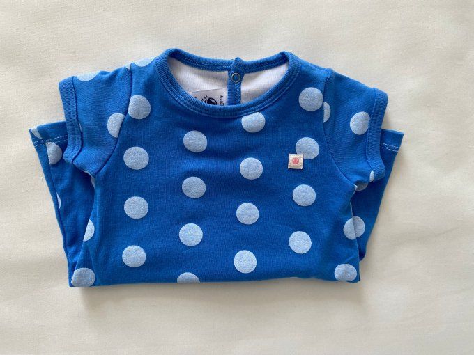 Robe bleue ronds blancs body intégré Petit Bateau 6 mois d'occasion