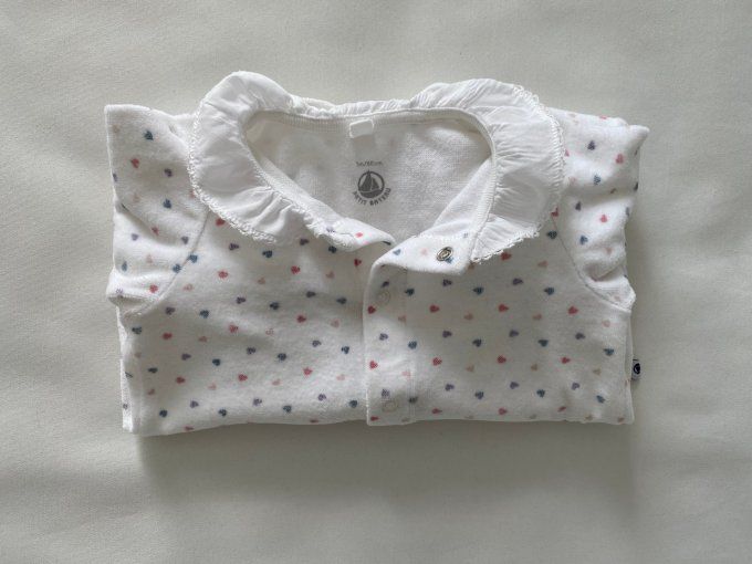 Pyjama blanc motif cœurs col blanc Petit Bateau 3 mois d'occasion