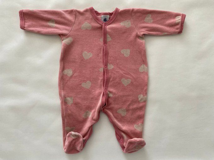 Pyjama rose motif cœurs crème Petit Bateau 3 mois d'occasion