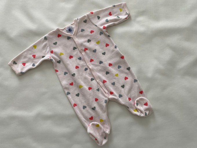 Pyjama rose pâle motif cœurs Petit Bateau 3 mois d'occasion