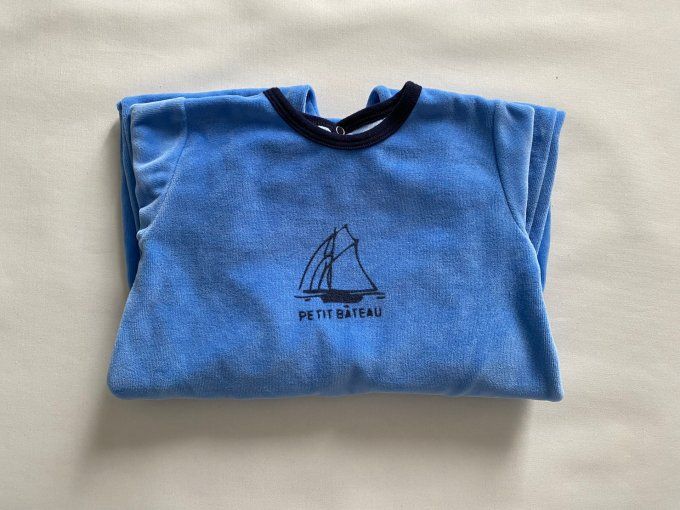 Pyjama velours bleu motif bateau Petit Bateau 2 ans 86 cm d'occasion